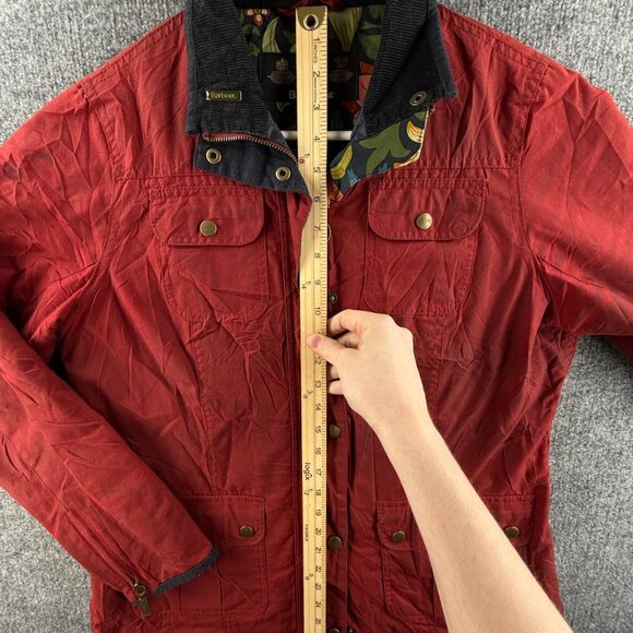 Barbour MORRIS UTILITY Waxed Jacket Women Full Zip Red Size 12 US Collared - Picture 6 of 16